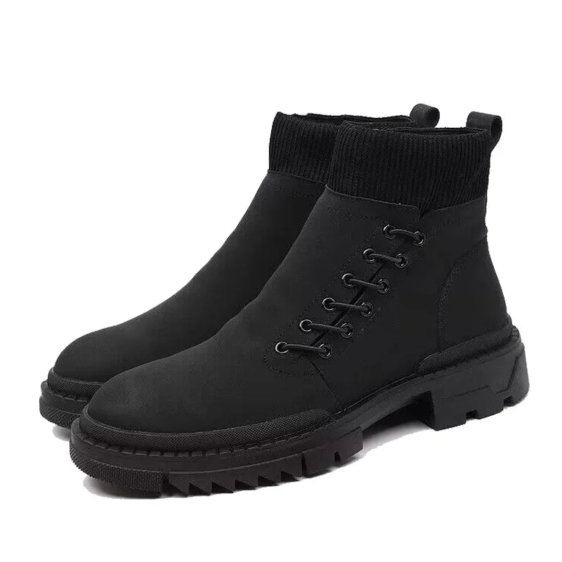 Out Stitched Decoration Solid Platform Boots