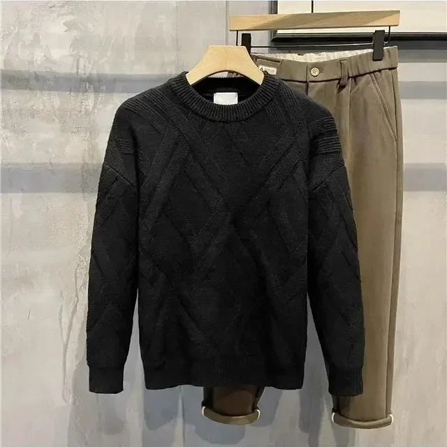 Rhombus Knitted Wool Sweater