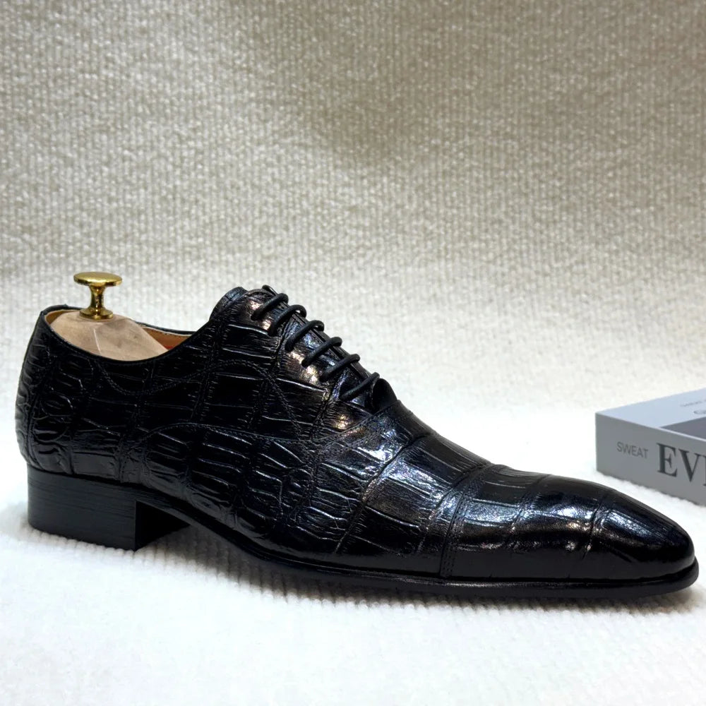 Luxury Croc-Embossed Formal Leather Shoes