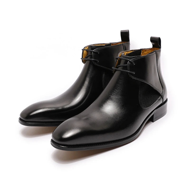 Sleek Color Style Genuine Leather Chelsea Boots