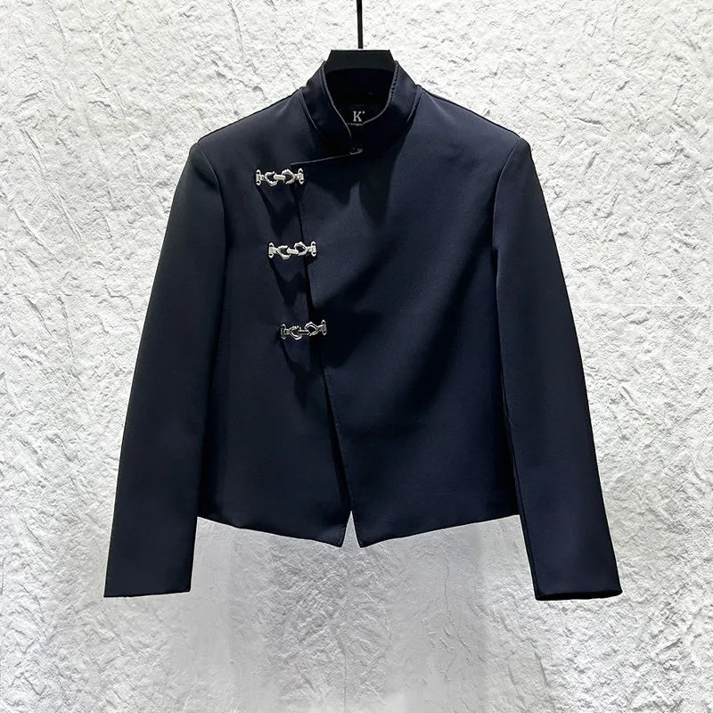 Irregular Metal Buckle Deconstructed Shirt