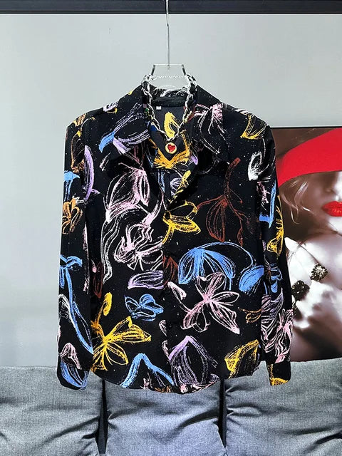 Graffiti Flower Lightweight Summer Shirt