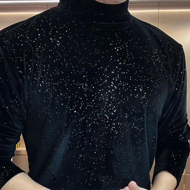 Little Stars Turtleneck Velvet T-Shirt