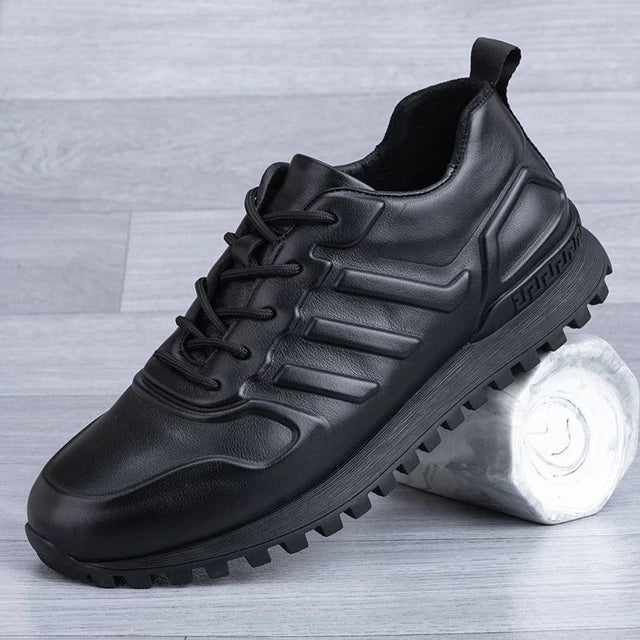 Thick Bottom Top Layer Cowhide Leather Sneakers