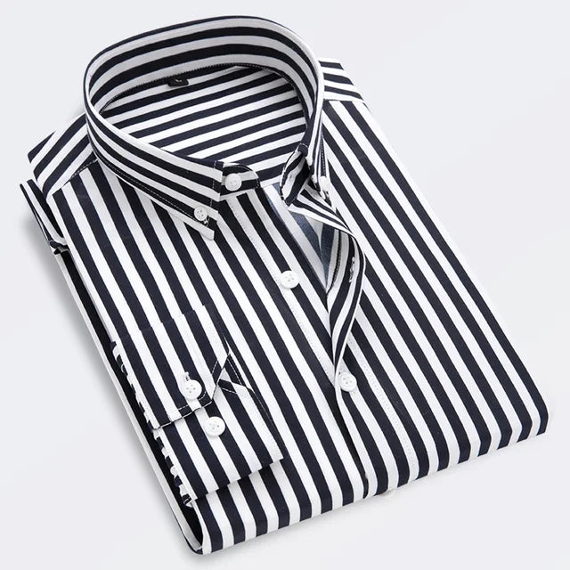 Striped Cotton Microfiber Long-Sleeve Shirt