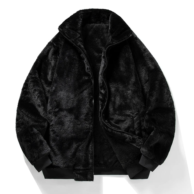 Striped Warm Fur Thick Loose Jacket