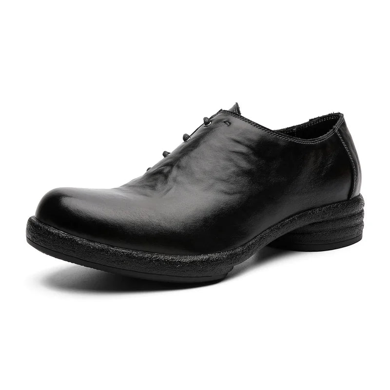 Sided Lace-Up Leather Derby Shoes