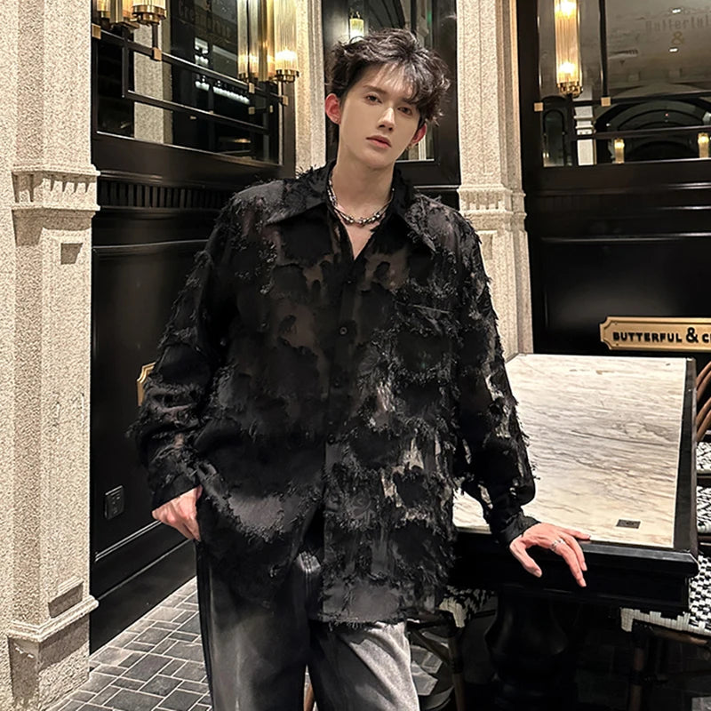 Patchwork Hollow Out Loose Shirt