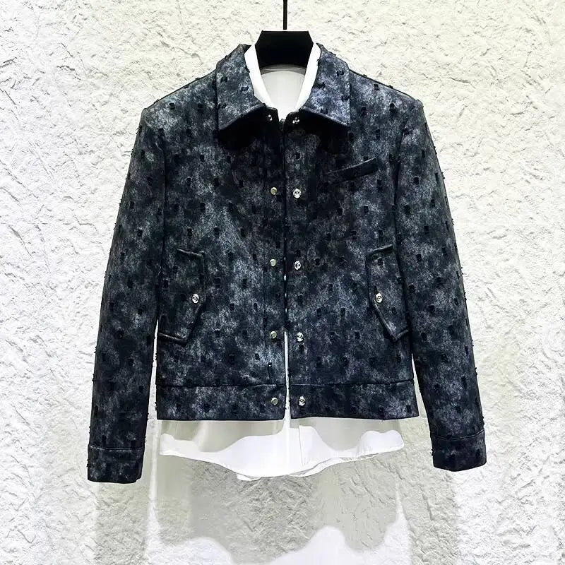 Textured Snap Front Trucker Jacket