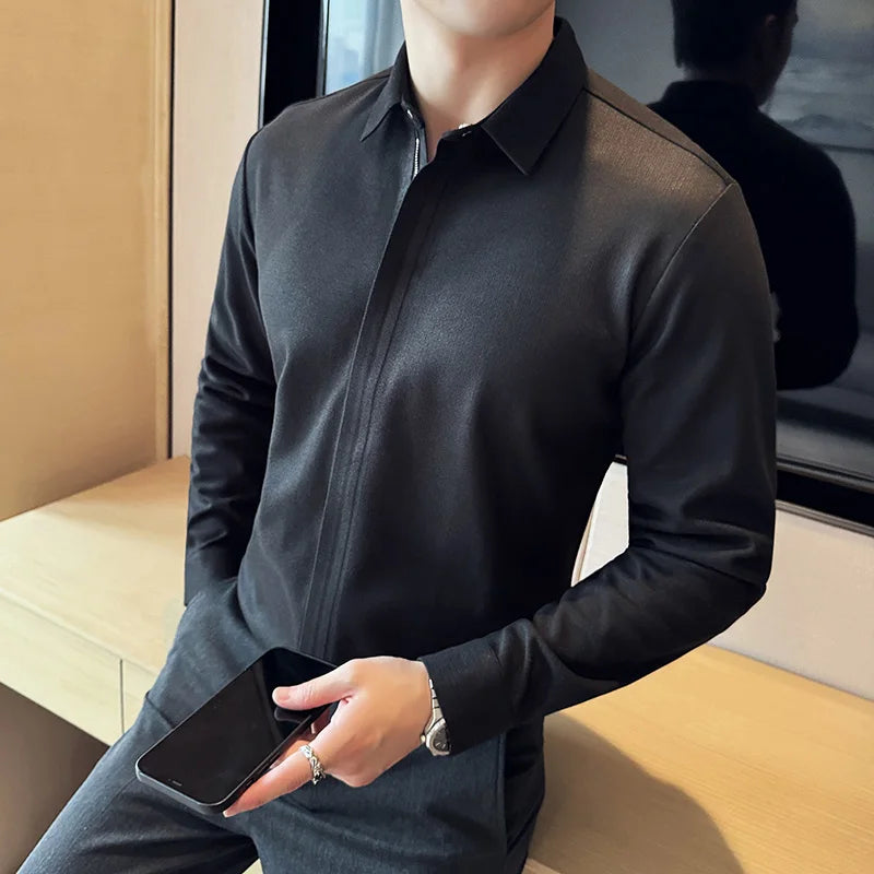 Thicken Woolen Fashion Zipper Shirt