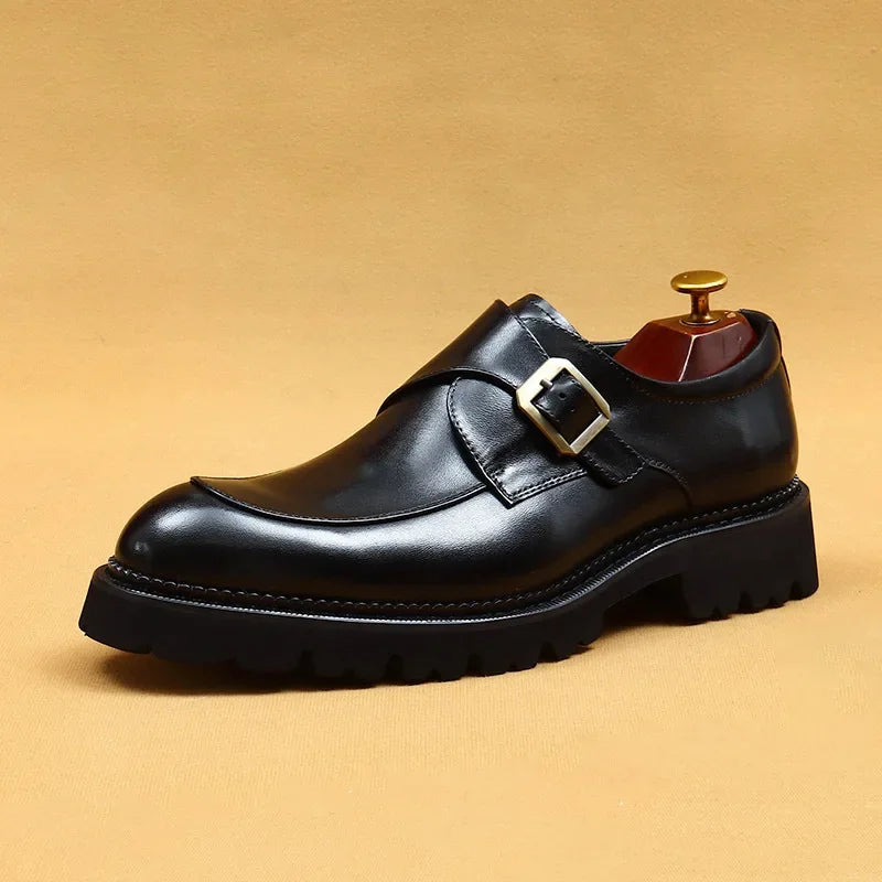 Strap Basic Buckle Wingtip Monk Shoes