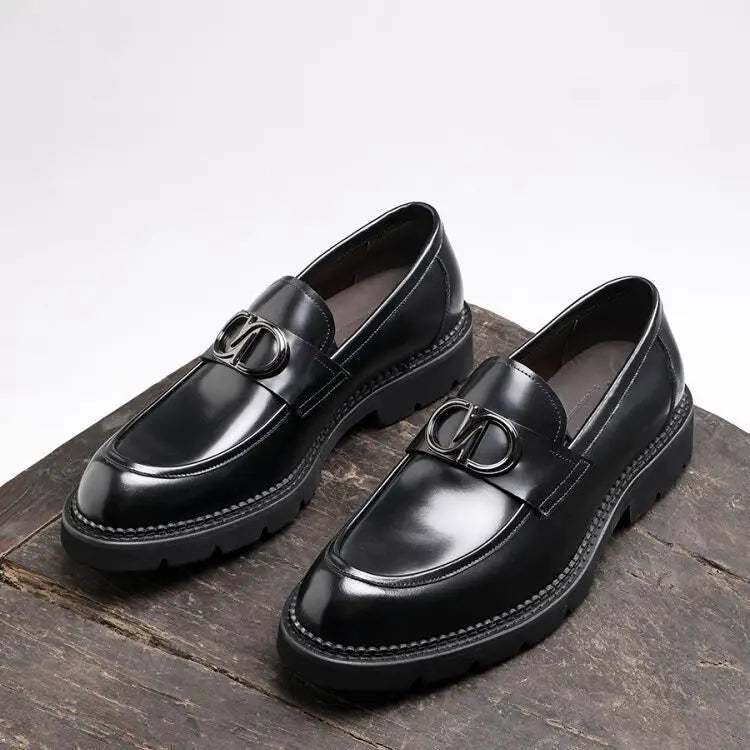 Thick Sole Breathable Genuine Leather Loafers