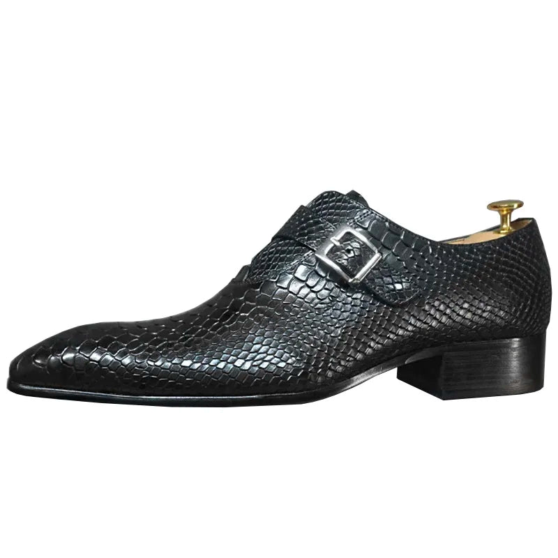 Monk Strap Snakeprint Pattern Loafers