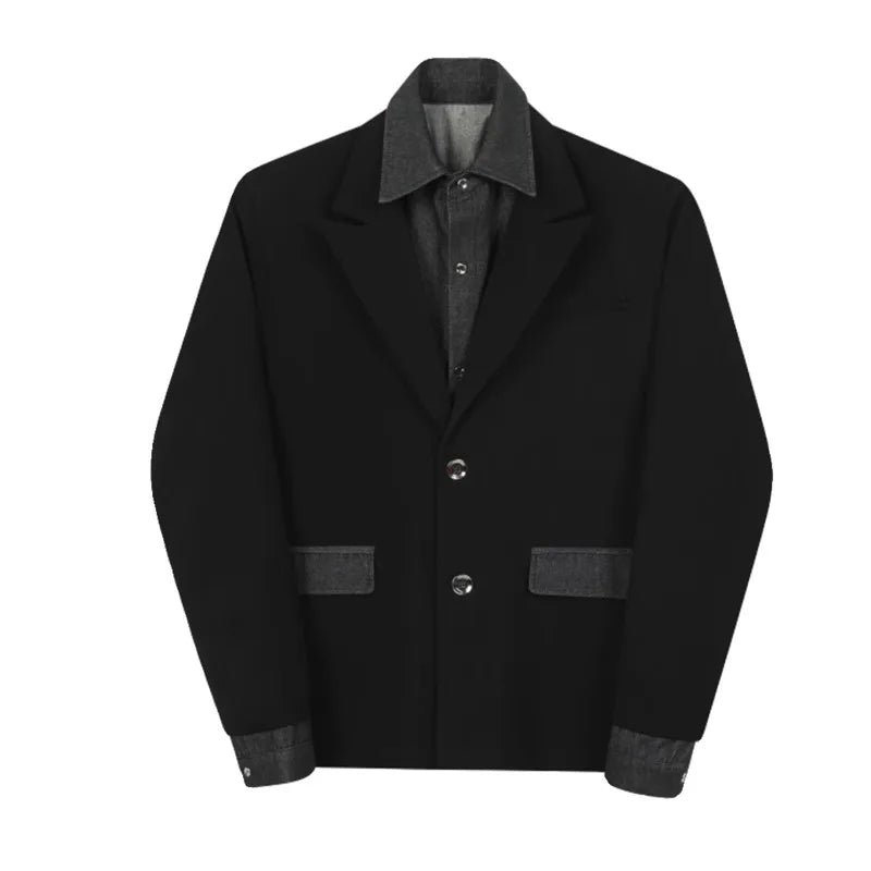Faux Two Piece Shoulder Padded Blazer