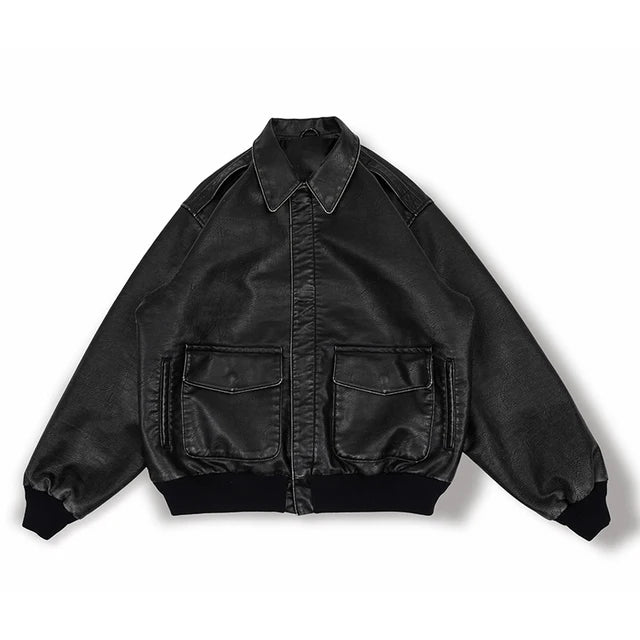 Solid Black Oversized Vintage Jacket