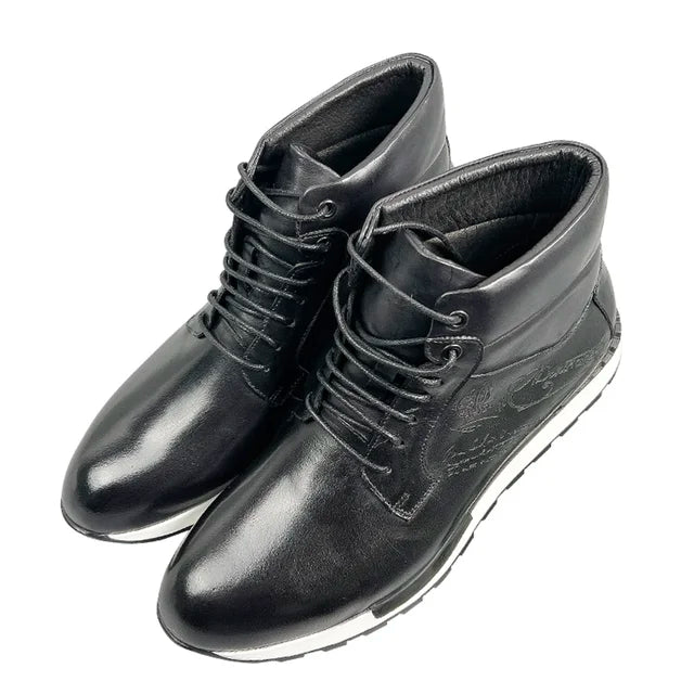 Genuine Leather Lace-Up High Top Flat Boots