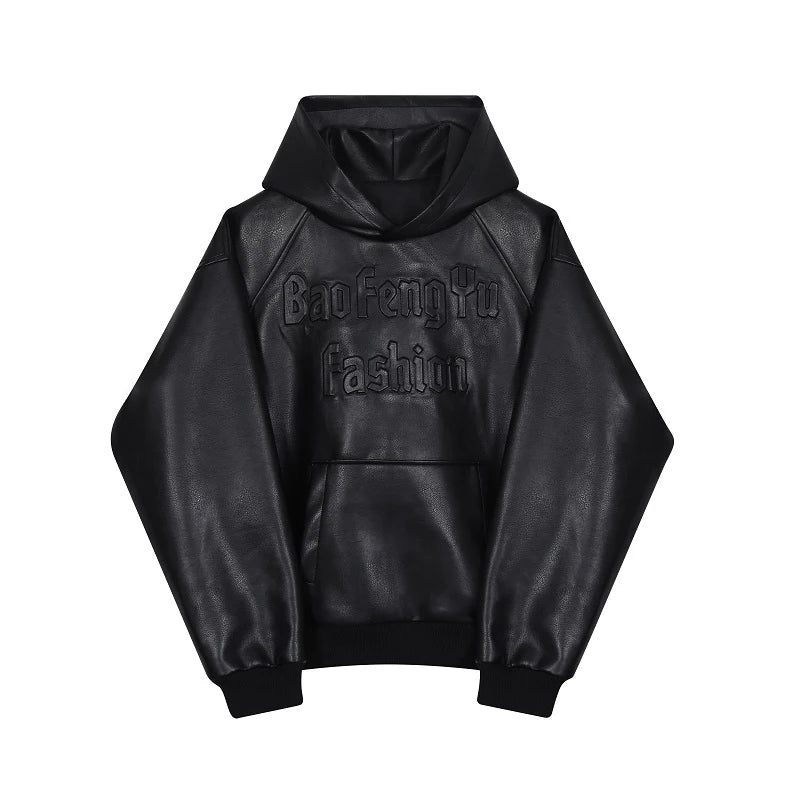 Embossed Letter Men's Hooded Pullover