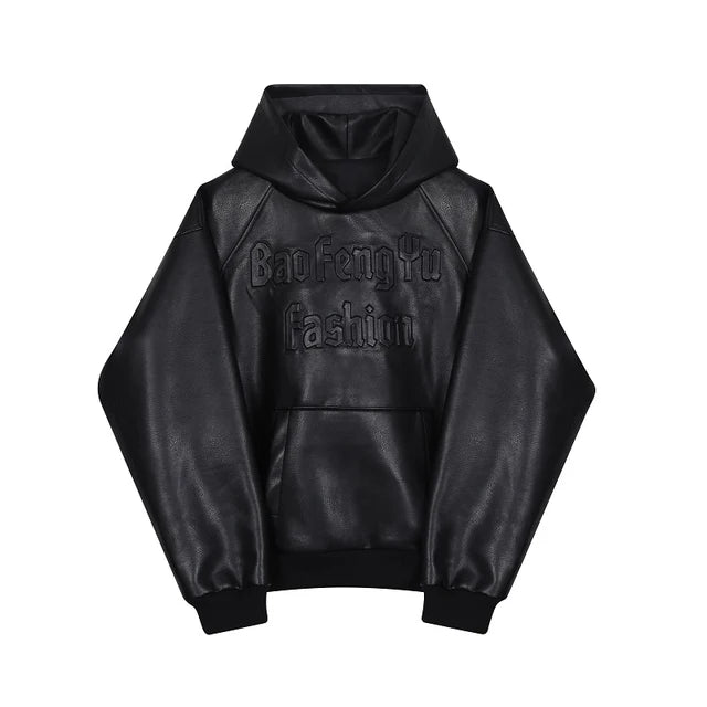 Solid Streetwear Embossed Letter Hoodie