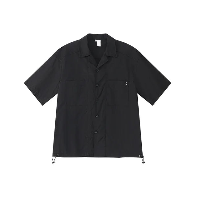 Adjustable Drawstring Solid Shirt