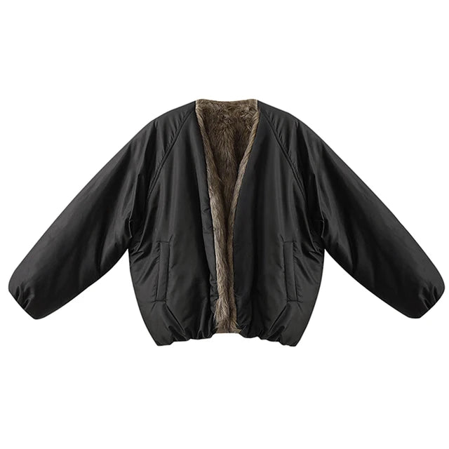 Thick Warm Reversible Faux Fur Jacket