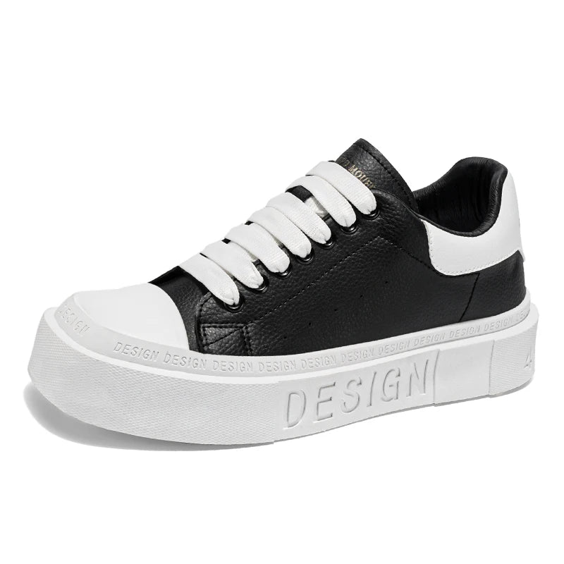 Comfortable Leather Low-Cut Platform Sneakers