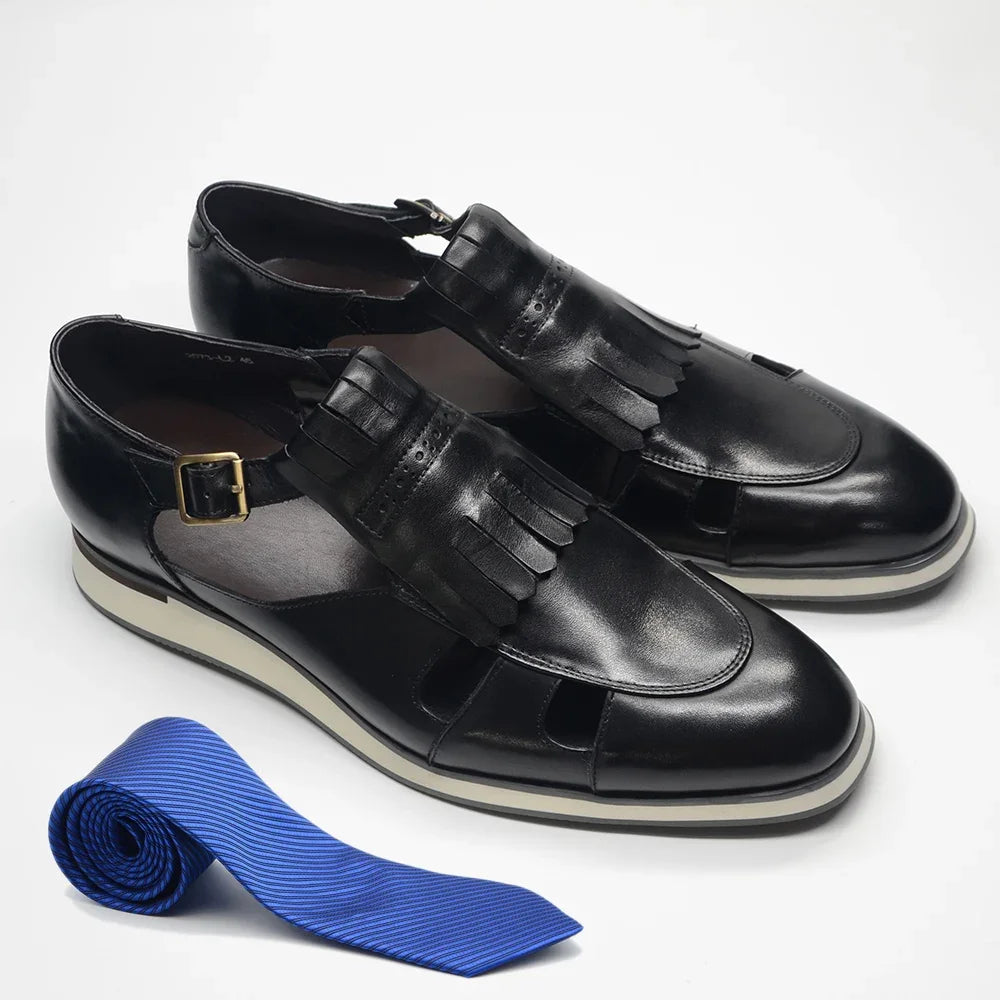 Buckle Strap Hollow Tassels Shoes