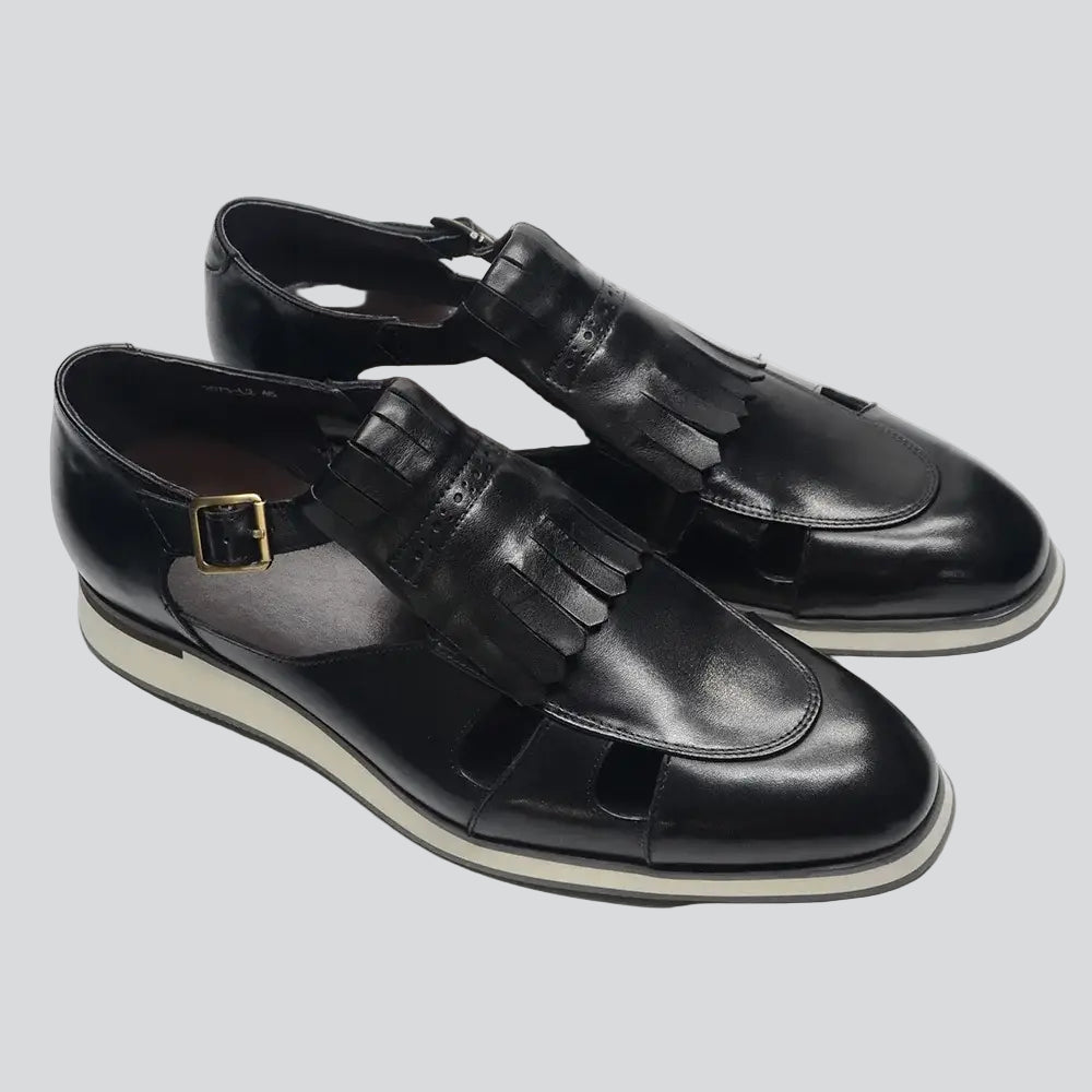 Buckle Strap Hollow Tassels Shoes