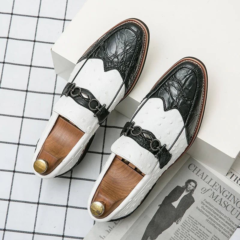 Exotic Leather Buckle Loafers