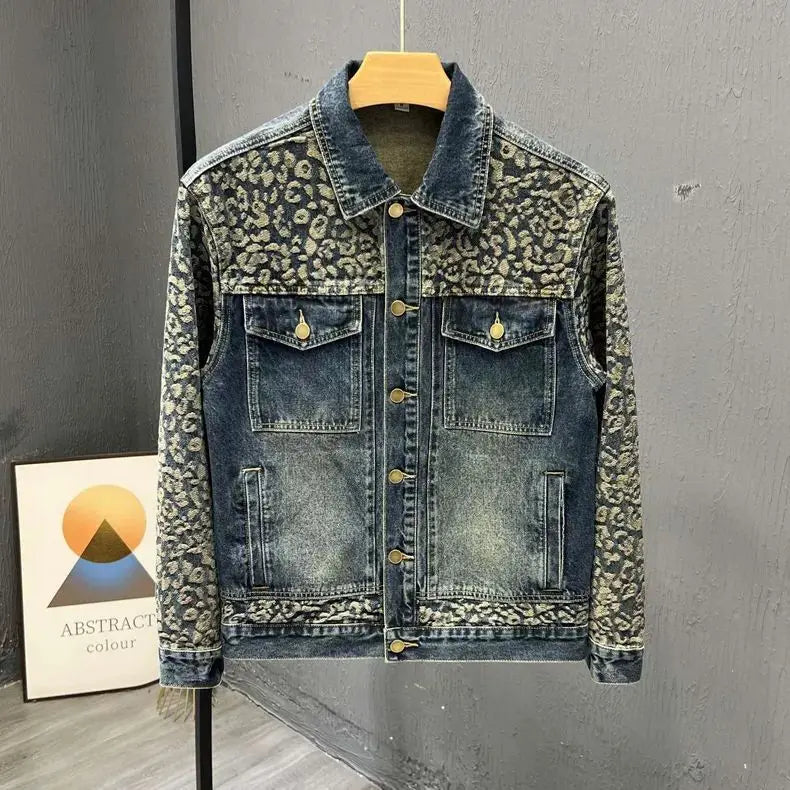 Patchwork Pattern Men's Denim Jacket