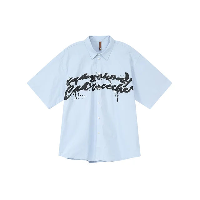 Ink Letter Print Design Polyester Shirt