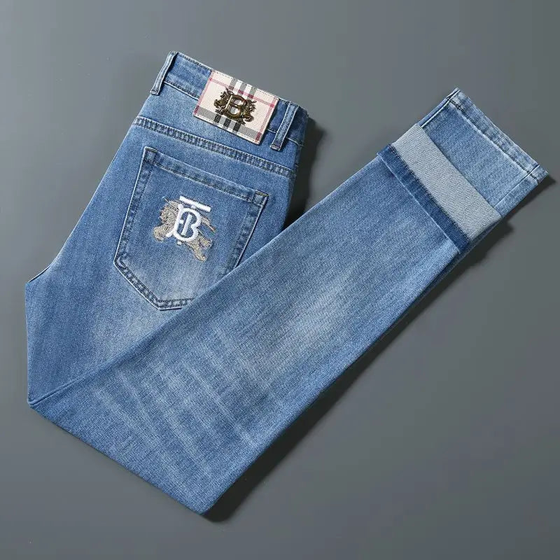 Solid Blue Denim Slim Fit Jeans