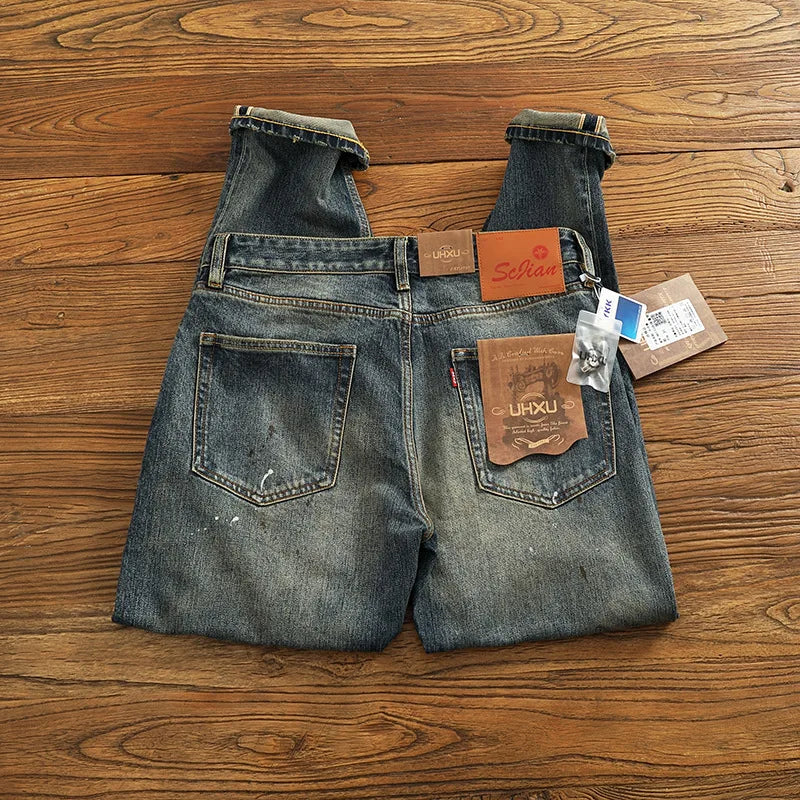 Heavyweight Washed Natural Distressed Jeans