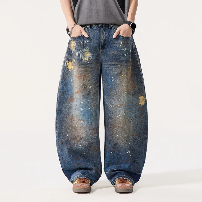 Ink Splash Graffiti Barrel Jeans