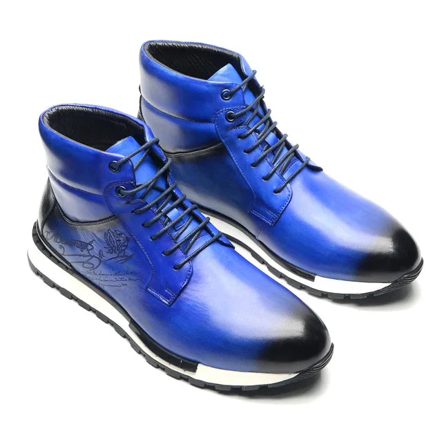 Genuine Leather Lace-Up High Top Flat Boots