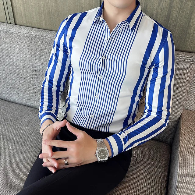 Casual Striped Contrast Slim Fit Shirt