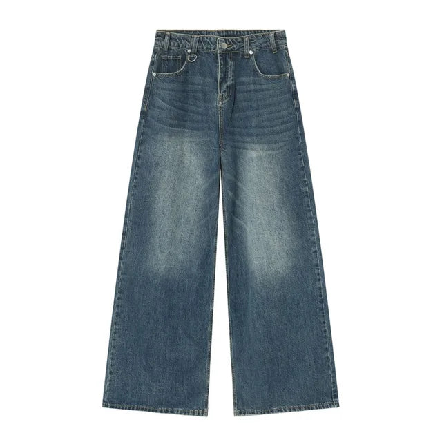 Vintage Fashion Washed Wide Leg Jeans