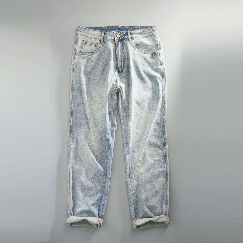Casual Vintage Washed Cotton Jeans