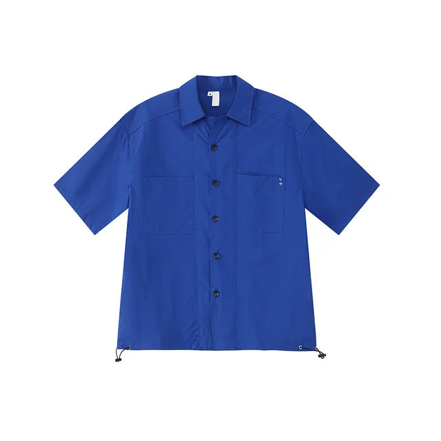 Adjustable Drawstring Solid Shirt