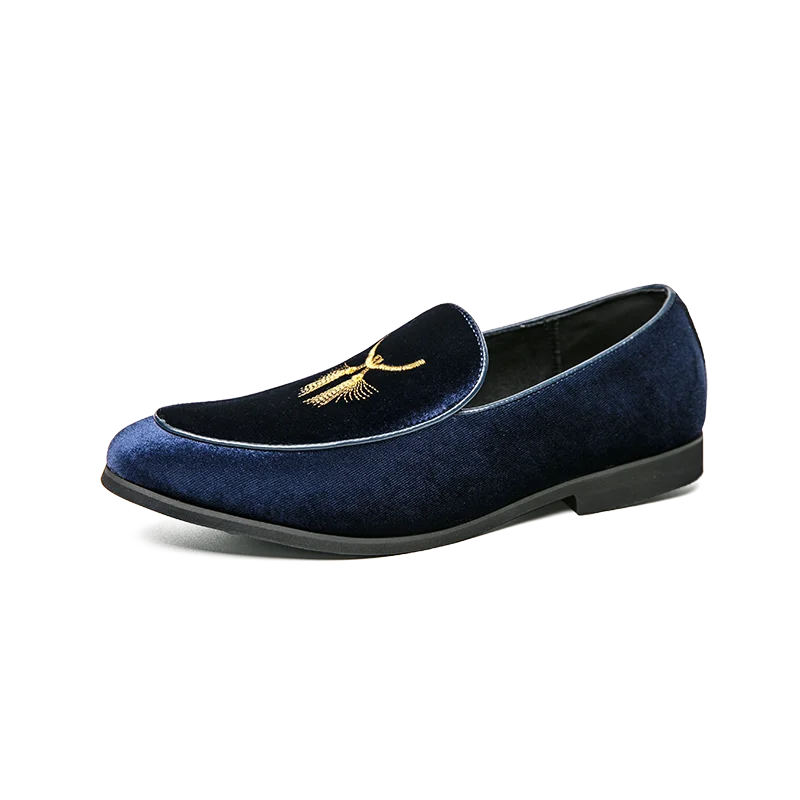 Solid Suede Embroidery Men's Loafers