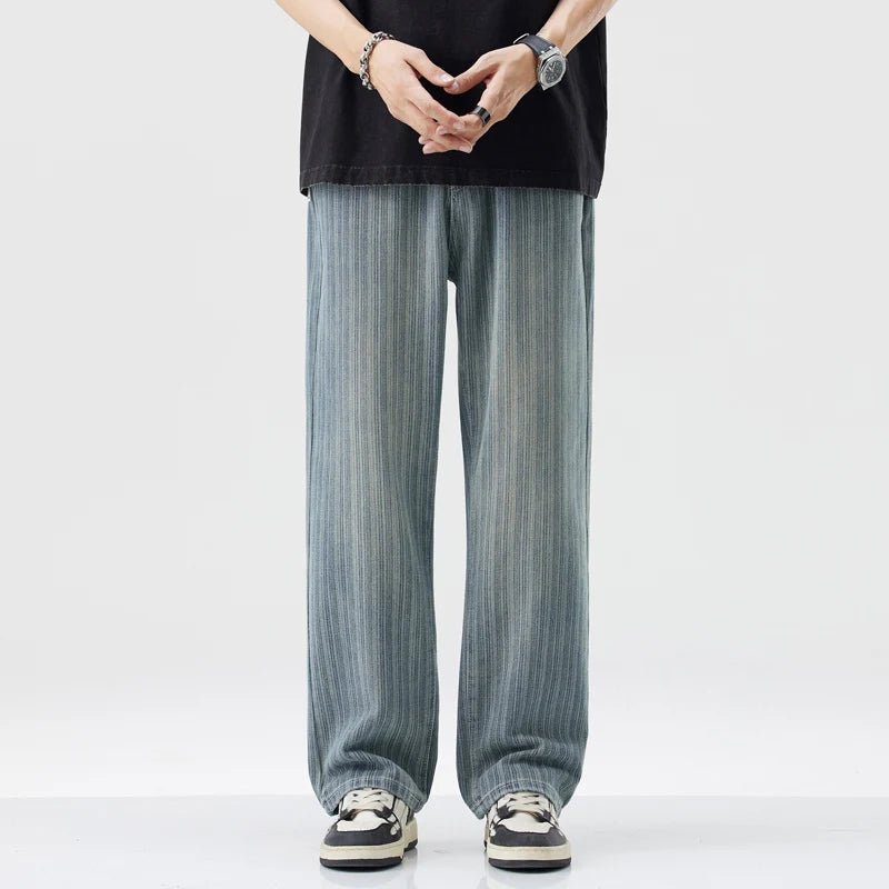 Classic Stripes Cotton Denim Jeans