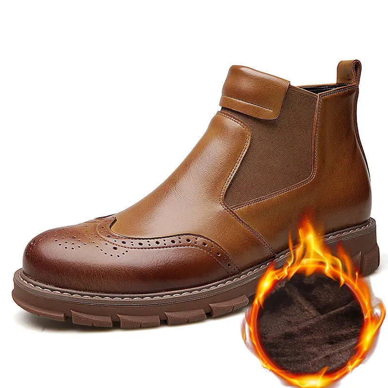 Solid with Fur Leather Chelsea Boots