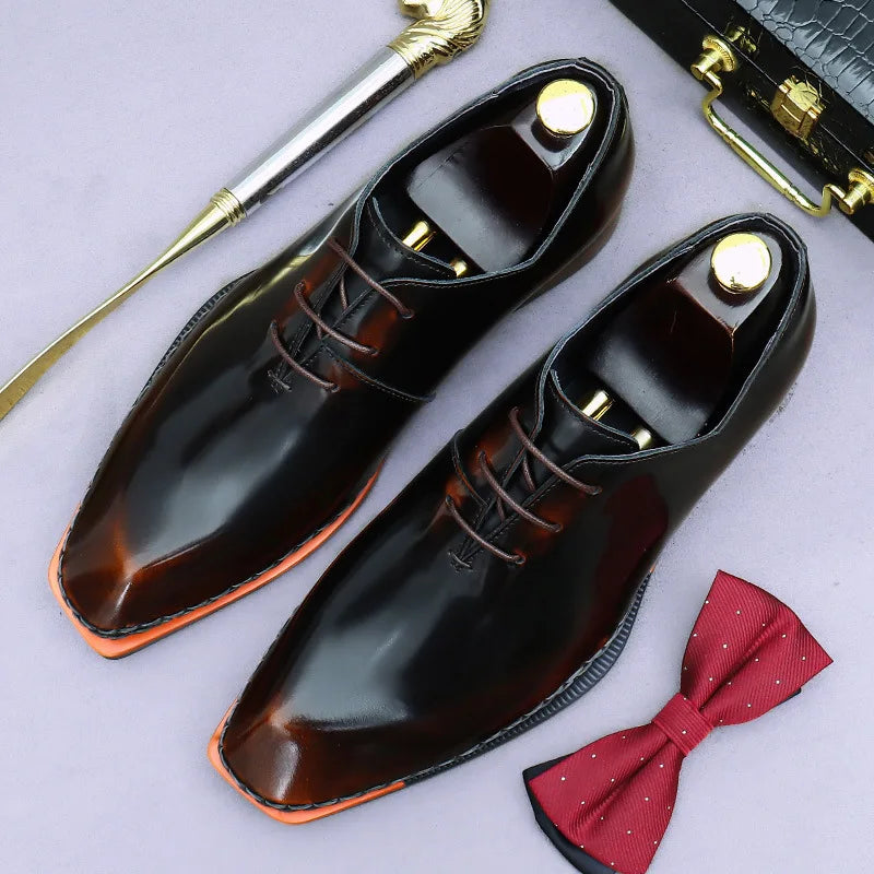 Small Square Toe Genuine Leather Dress Shoes