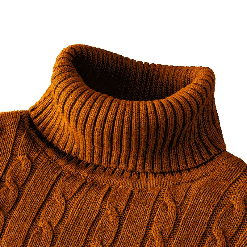 Casual Solid Cable-knit Turtleneck Sweater