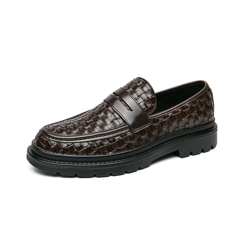 Checkered Woven Pattern Men's Loafers