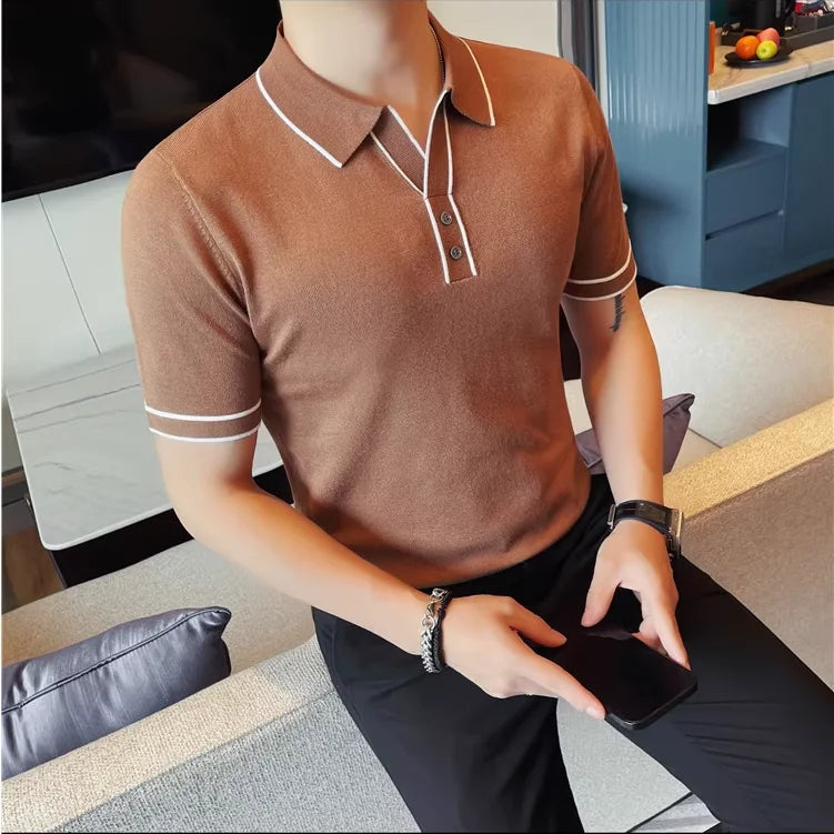 Solid Short Sleeve Slim-Fit Polo Shirt