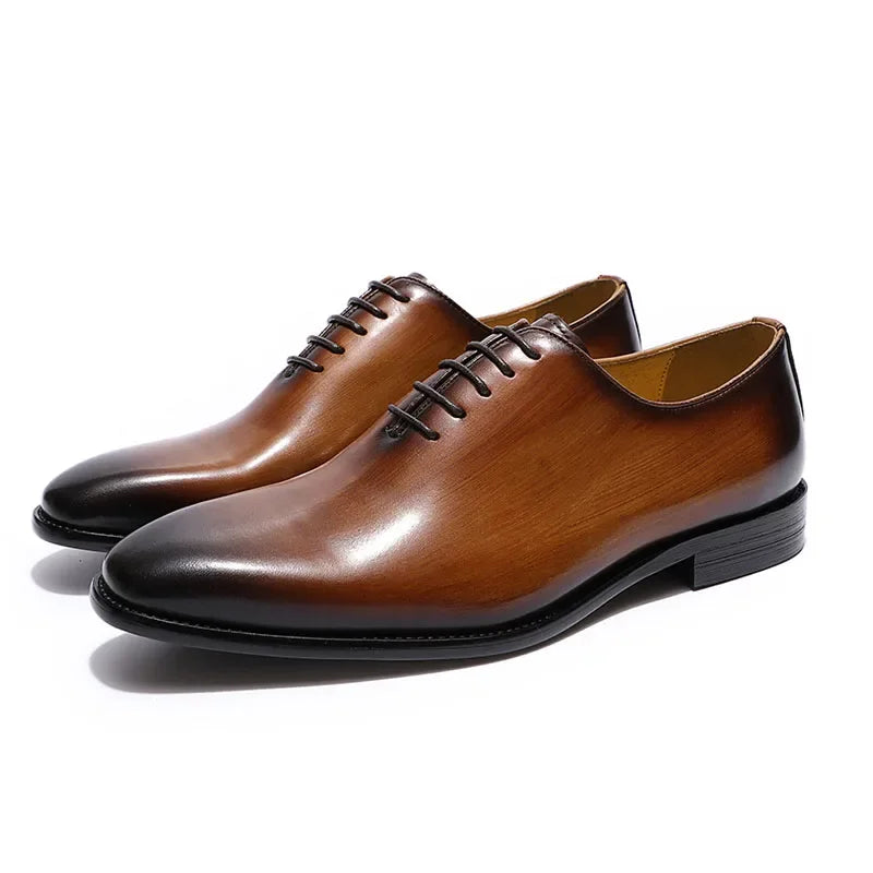 Smooth Wood Leather Men's Shoes
