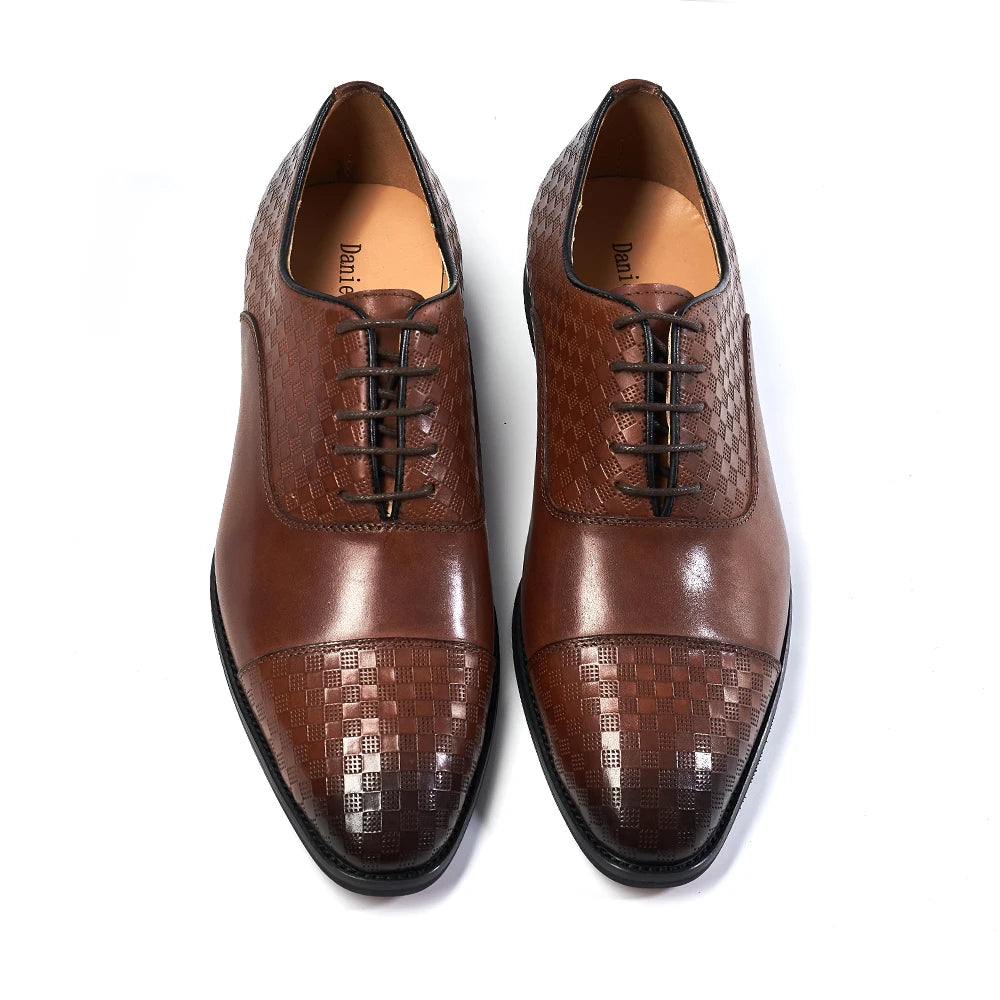 Classic Plaid Checkered Pattern Leather Shoes