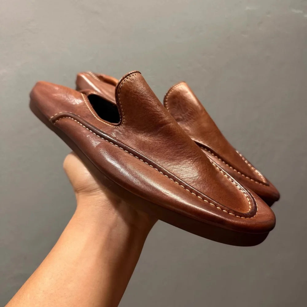 Solid Brown Soft Leather Loafers