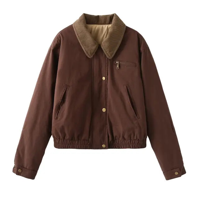 Earth Tone Solid Bomber Jacket