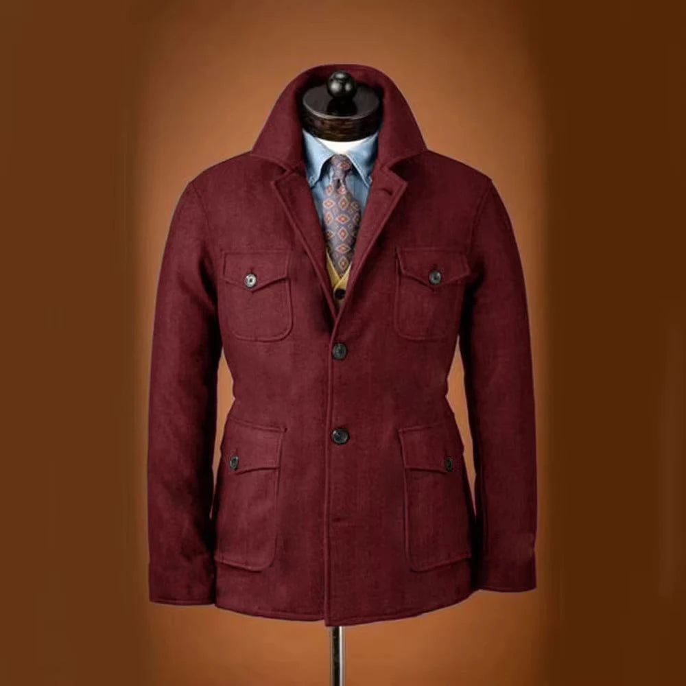 Woolen Single-Breasted Men's Blazer